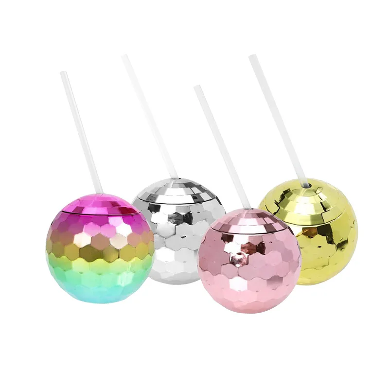 20oz 600ml Glitter Mirror Led Party Cowgirl Silver Custom Logo Plastic Disco Ball Drinking Cups Cup with Straws Cowboy Hat