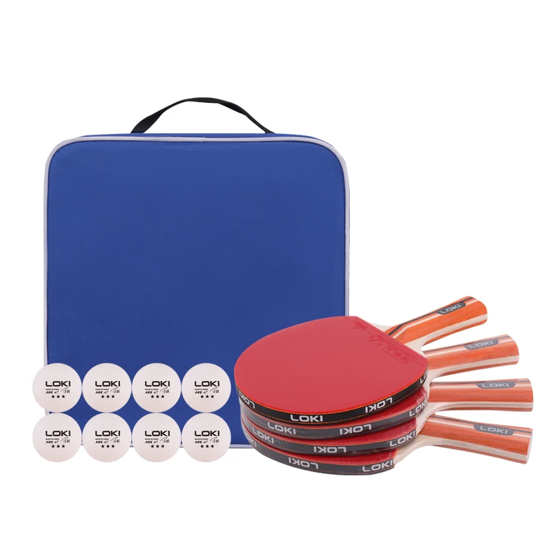 LOKI Professional table tennis racket set case customized logo manufacturer directly made 4 player table tennis racket
