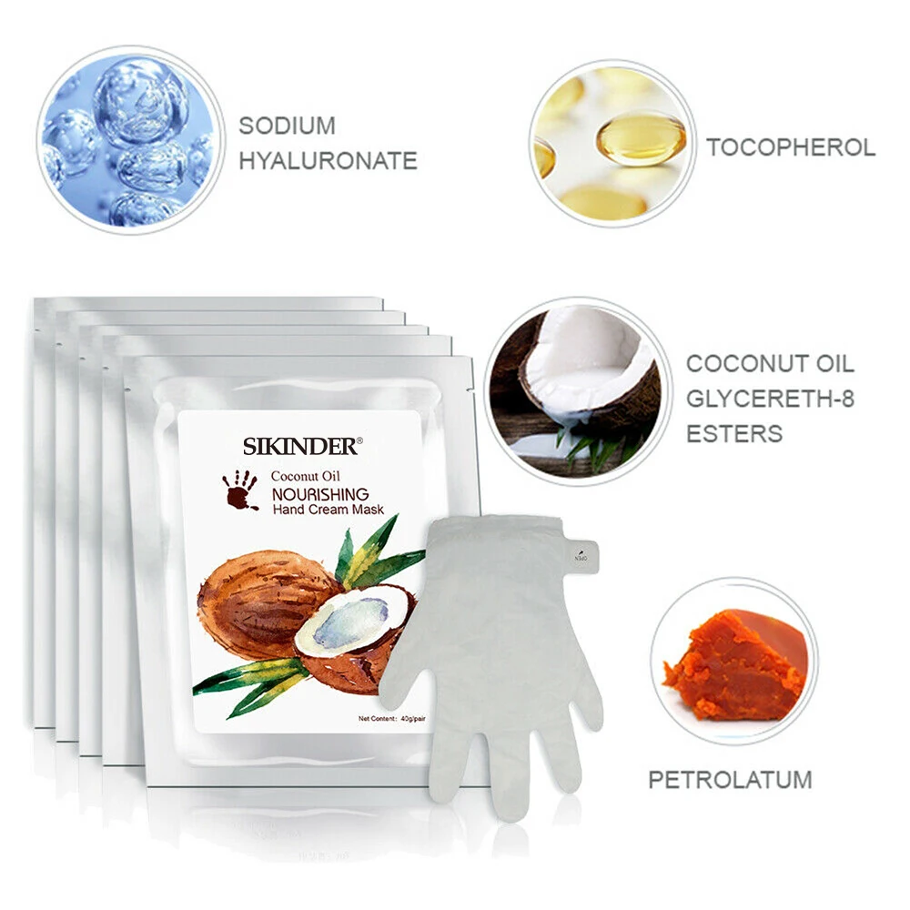 Индивидуальная отшелушивающая глубоко увлажняющая и увлажняющая маска для рук с кокосовым маслом