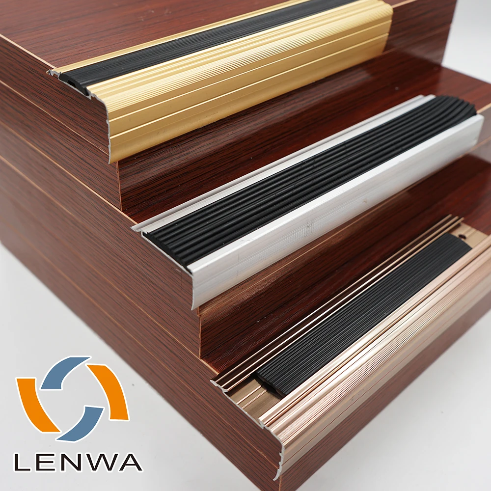 LENWA Горячая продажа алюминиевые закругленные лестницы Nosing с резиной для защиты