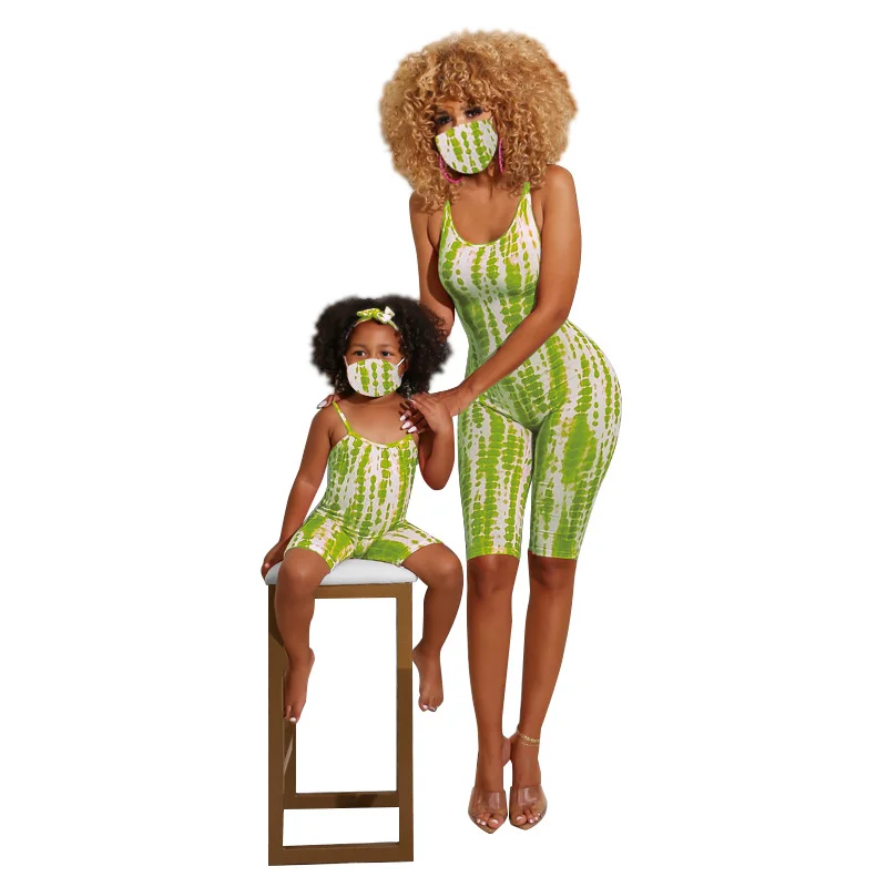 Family matching mother daughter Solid color parent-child outfit one piece jumpsuit Parent-Child Wear