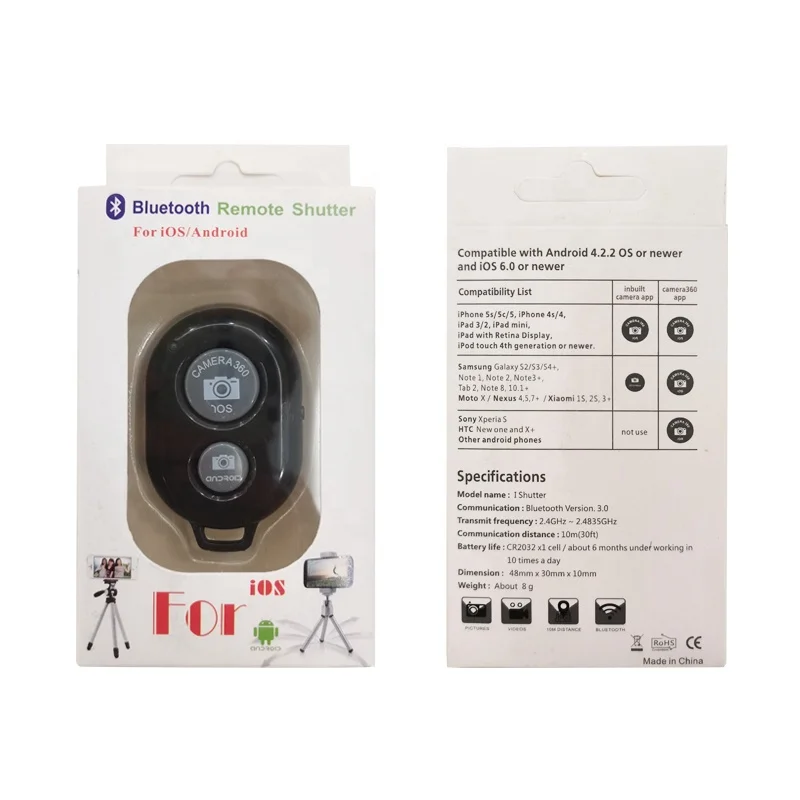 
Wireless BT Remote Control Selfie Camera Shutter Release Largely Applicable For Smartphone Universal 