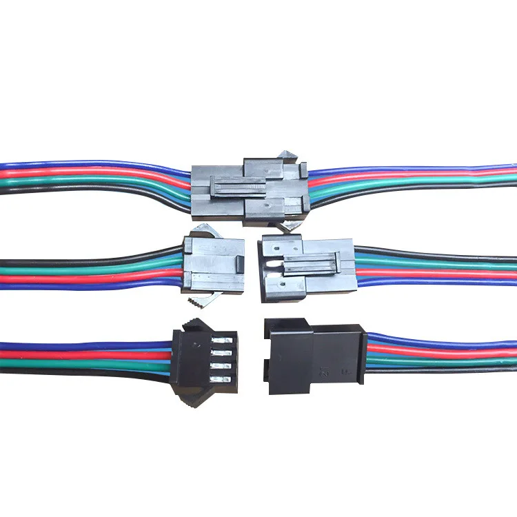 Wavelink Wholesale 4 Pins 2.54mm SM Plug Connector Male Female Pair Connectors Electrical Wire Connector for LED Strip RGB LED L
