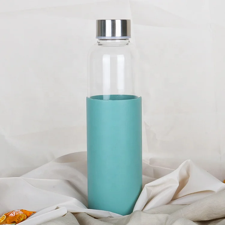 LFGB герметичная бамбуковая крышка термостойкая бутылка для воды из боросиликатного стекла