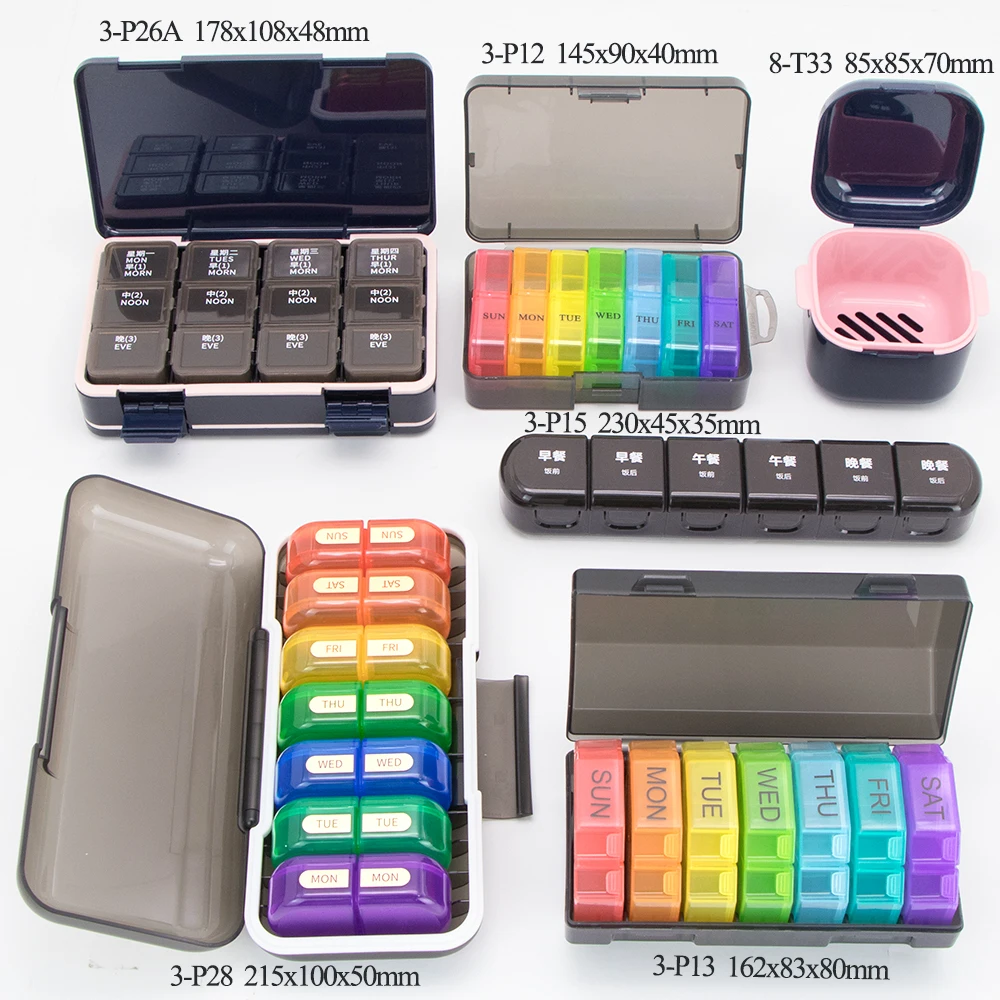 SUNSHING Pill Crusher Cutter Box Medicine Chest Dispenser Reminders Travel Weekly Storage Monthly Pill Box Organizer
