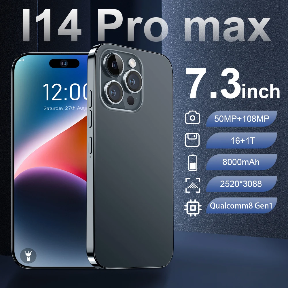 Новый Оригинальный разблокированный мобильный телефон для телефона 14Pro Max16gb / 1 ТБ 2 SIM-карты сотовые мобильные телефоны клон