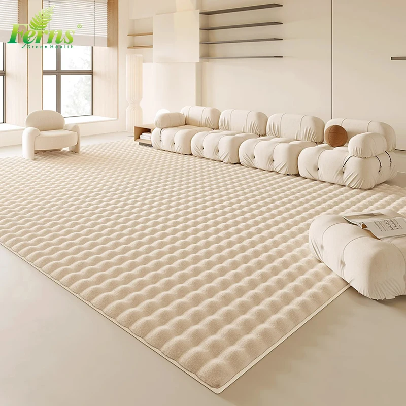 Super Soft 3D Bubble Faux Rabbit Fur Rug for Bedroom, Home Carpet for Living Room Shaggy Area Rugs