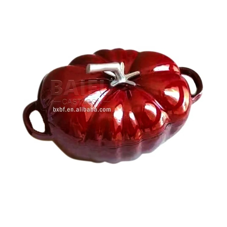 Vegetable Tomato shaped Kitchen decor cocotte Enameled Cast iron mini dutch oven Cast iron tomato server pot Cast iron Casserole