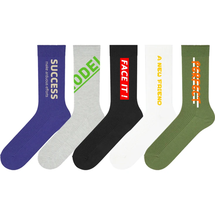 Men Custom Logo Socks Design Your Own Logo 100% Cotton Socks Athletic Crew Sports Socks