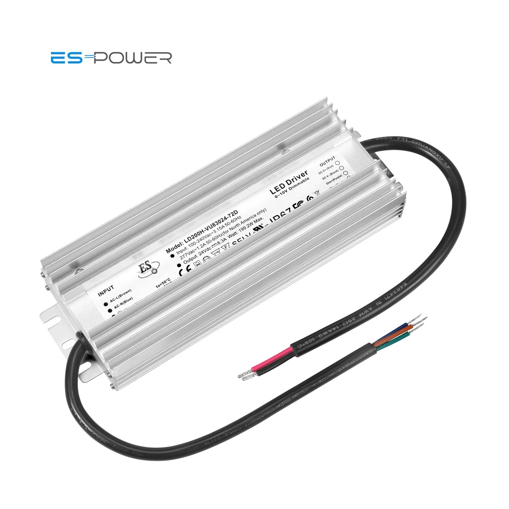 ES UL CUL FCC CE 200W 5.5A led driver 36V Ip67 waterproof led lighting drivers Triac  Dimmable Constant Voltage Led Driver
