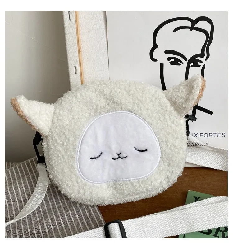 Original cartoon double-sided usable plush Tote bag High quality cartoon long plush handbag