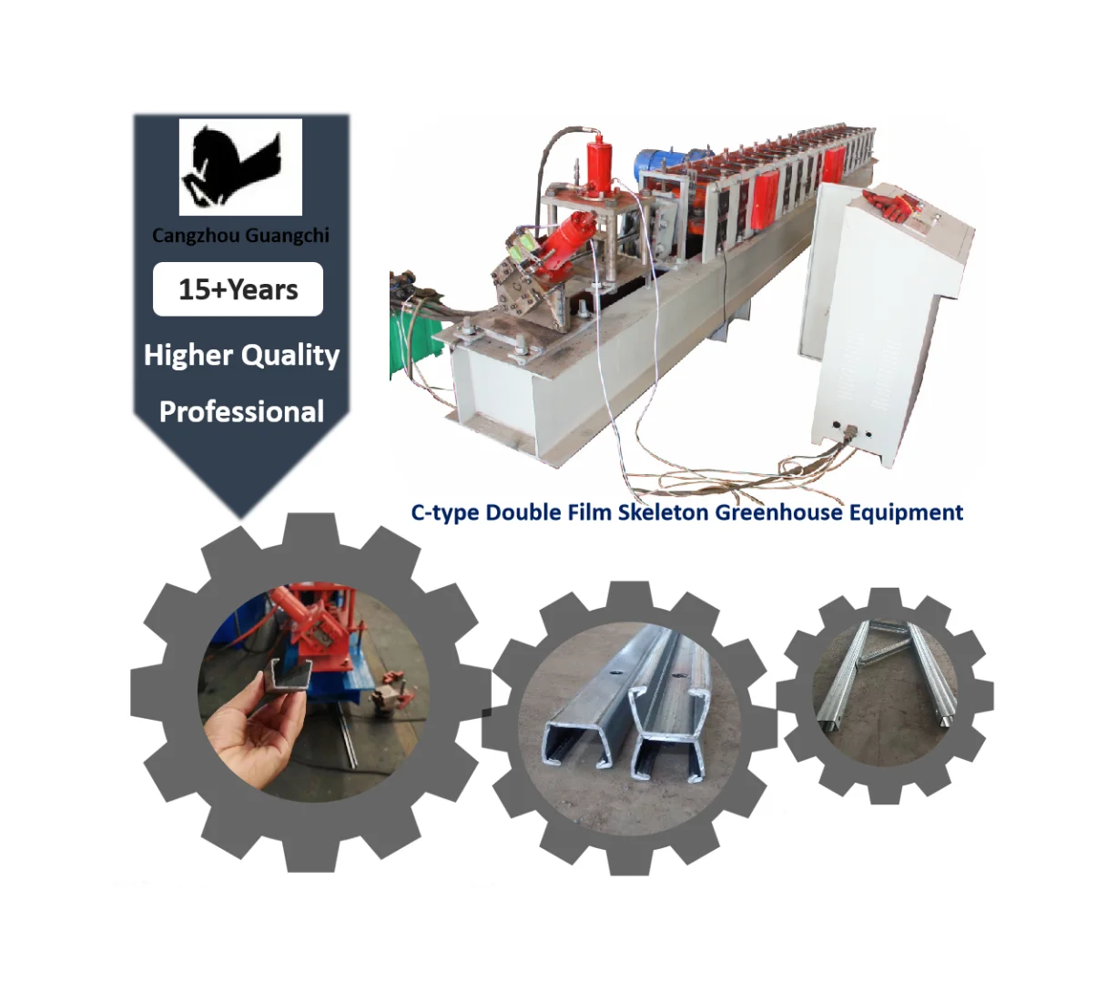 2024 New Product C-type Double Film Skeleton Greenhouse Equipment Machine