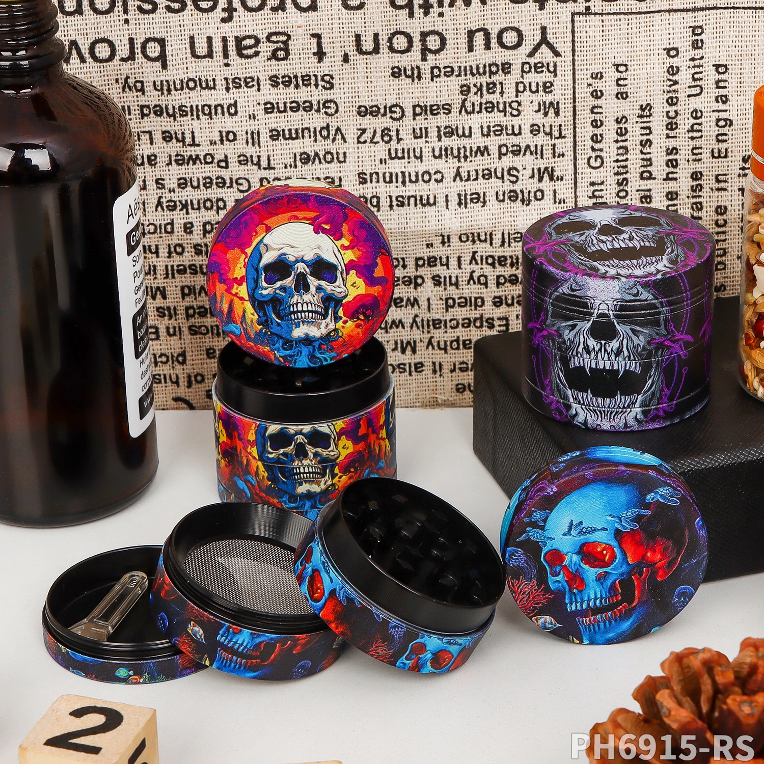 Wholesale  Zinc Alloy Herb Grinder Custom Logo Tobacco Grinder 40mm Herb Grinder With Display Box