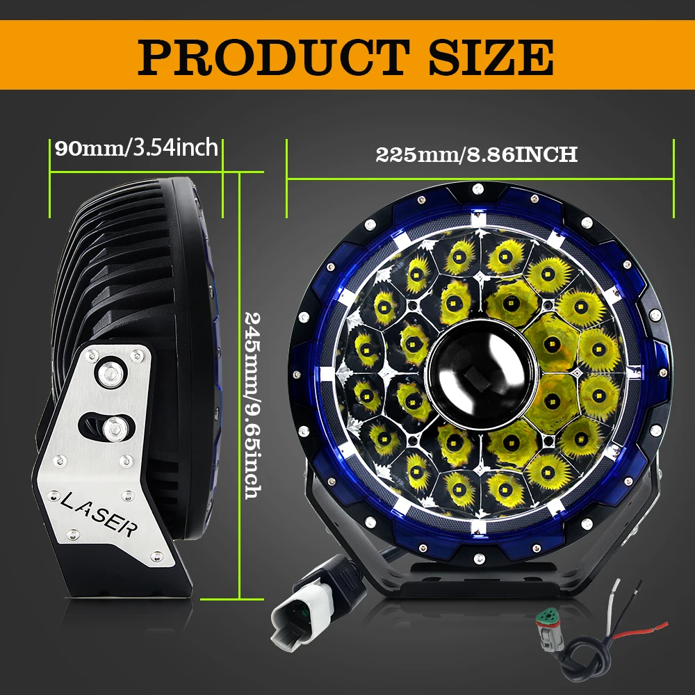 1Lux@2000m High power Spot 9inch Laser Off road led driving light