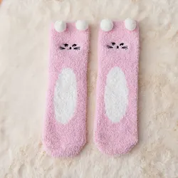 Coral fleece autumn and winter warm socks cartoon floor socks ladies