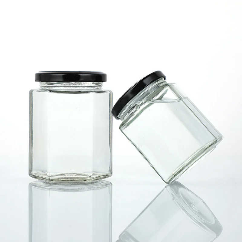 200mlMade in China  Hexagon Glass Storage Jar Honey Storage Bottles  Customizable wholesale