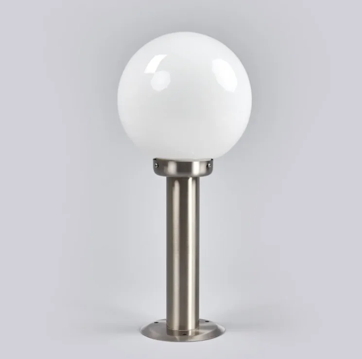 outdoor stainless steel globe shape glass shade e27 lawn light for garden