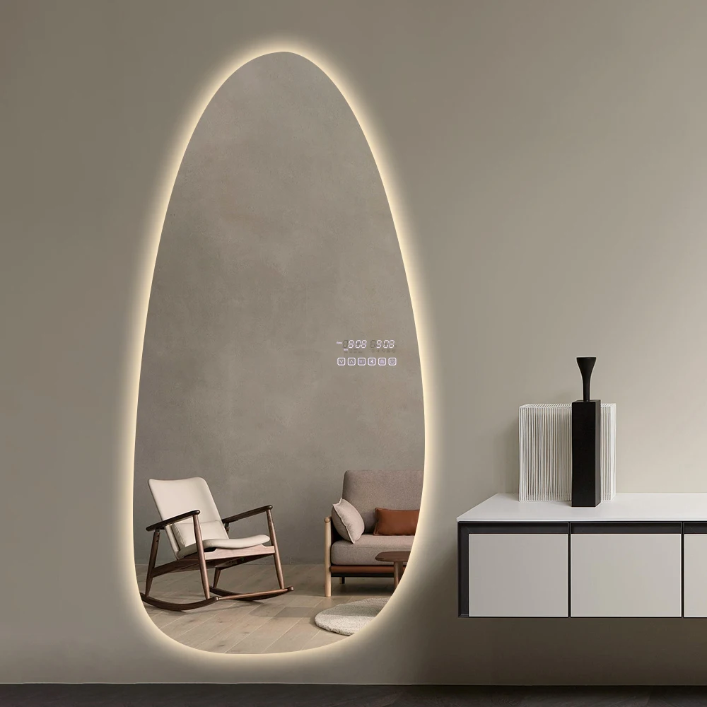 Eco Friendly Oval Frameless Smart Mirror LED Backlit Full Length Dressing Mirror