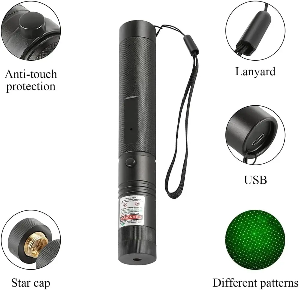 High Power Green Red Laser Pointer Outdoor Hunting & Teaching Tool Pet Interactive & Movement Green Cat Toy