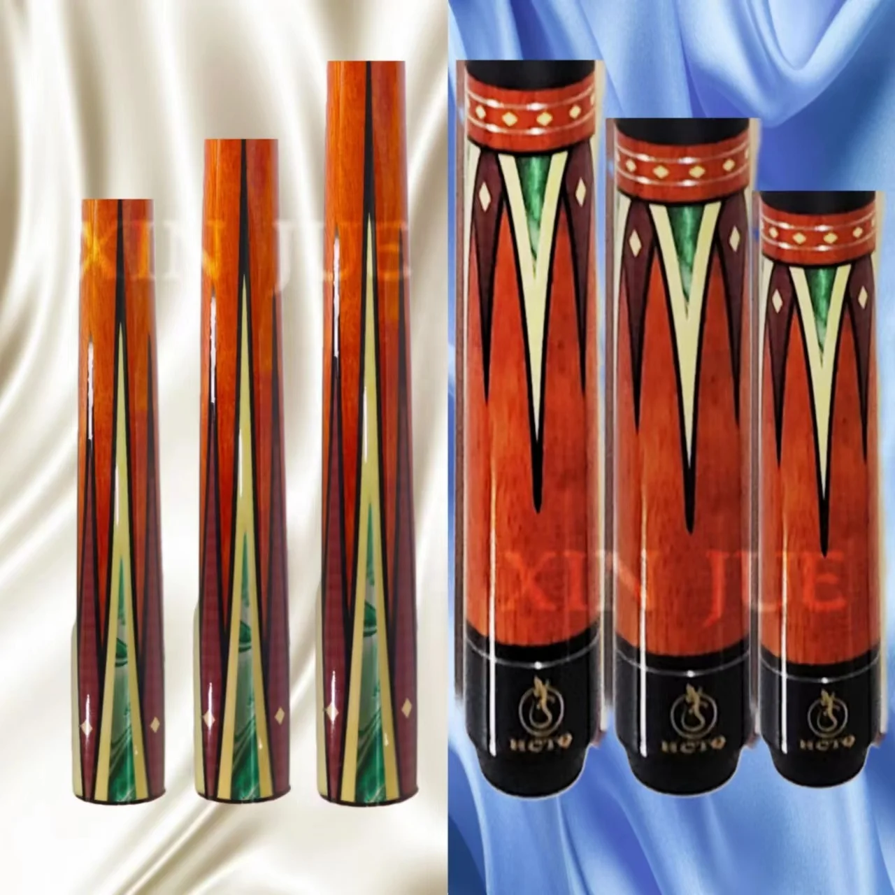 XinJue 1/2 split hard maple billiard pool cue with 11.5/13mm large skin head for sale