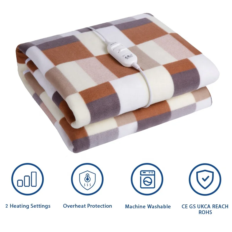 Односпальное одеяло с подогревом, 2 уровня нагрева, электрическое одеяло