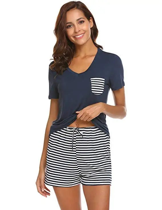 
Breastfeeding Pyjamas Mommy Striped Hospital Loungewear Nursing Maternity Pajamas Plus Size Short Top and Panties 2 Piece Set 