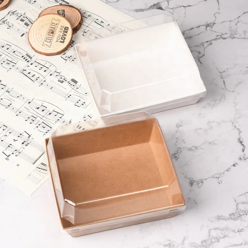 Different Size White and Brown Sandwich packaging Cardboard paper box with PET cover