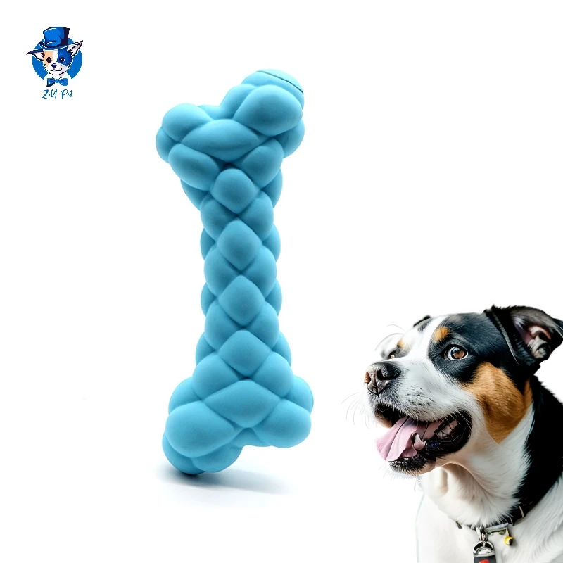 Wholesale Durable Tooth Cleaning Dog Bone Toy Squeaky Natural Rubber Dog Bone