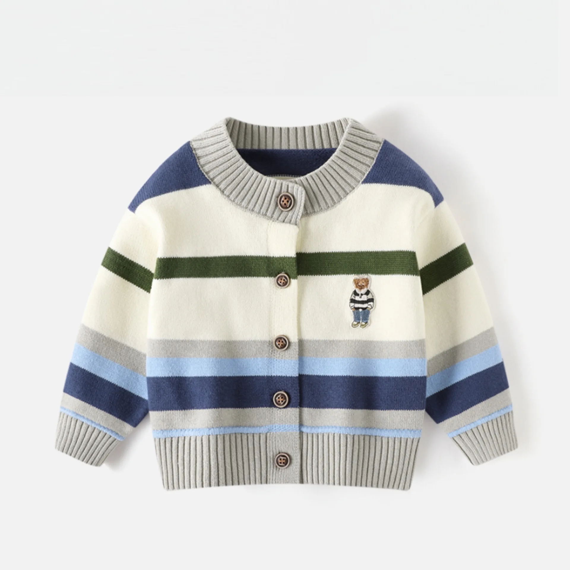 Custom OEM & ODM kids sweater baby cotton knitwear boys cartoon knit  baby winter cardigan sweater