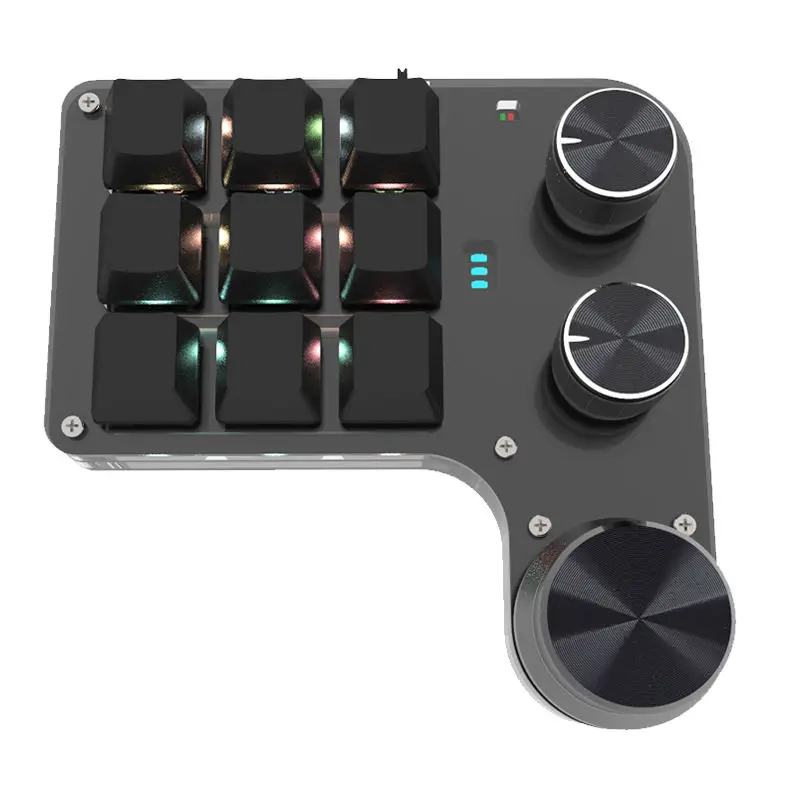 Custom Macro Keyboard Hot Swap Mini 9 Keys 3 Knob RGB Program 18 Characters Wireless BT Macropad Mechanical Gamer Accessories