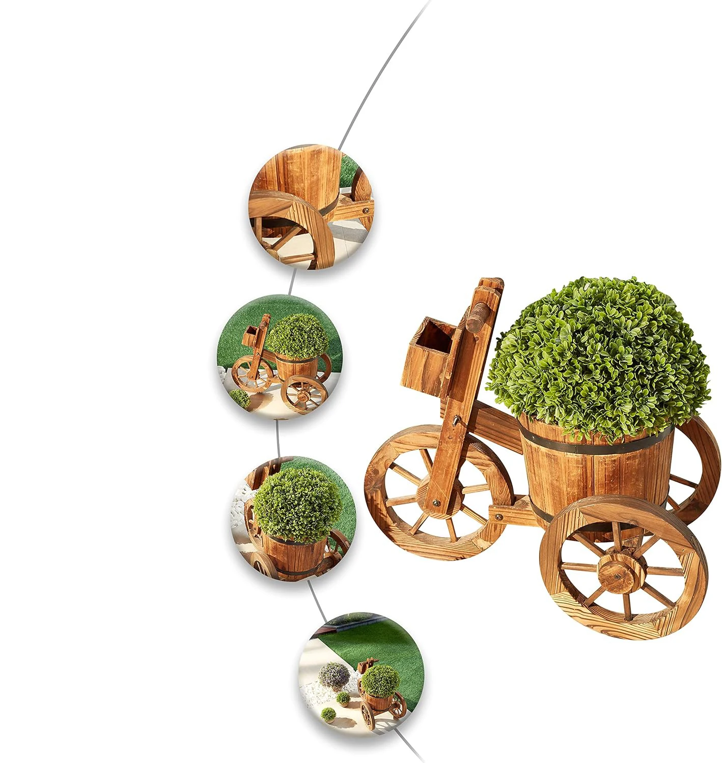 Natural Retro Wooden Cart Flowerpot Creative Plant Pot Stand garden Decoration Wheelbarrow Planter Garden Wood