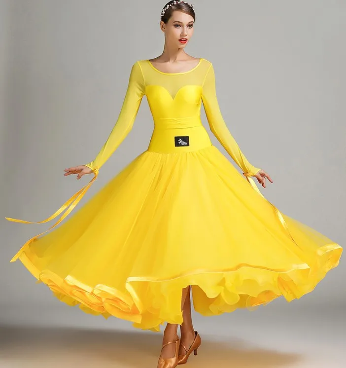 New Coming Elegent Long Evening Dresses High Quality Ballroom Dance Wear 1 Piece for Women Adults Performance Cha Cha Cha Dress