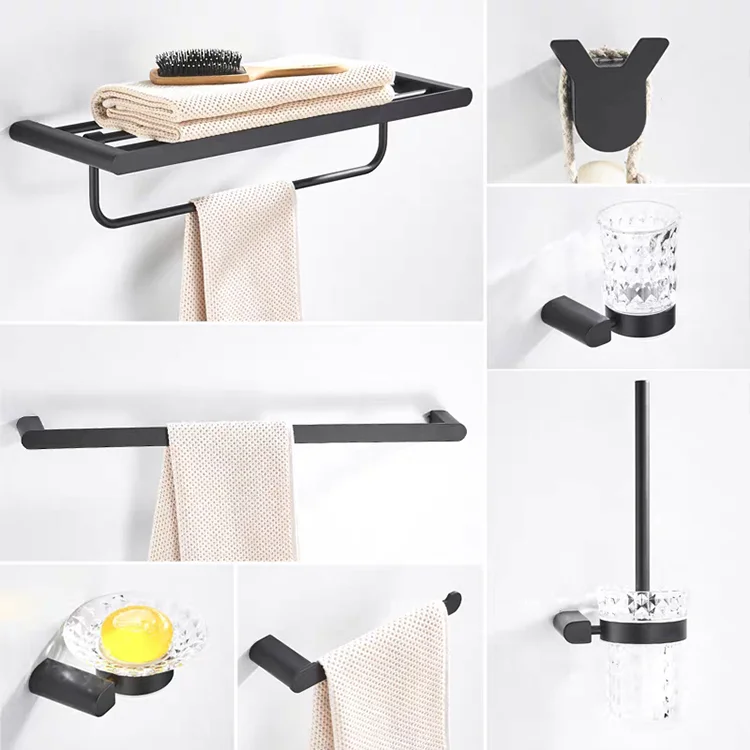 Bobao Stainless Steel Bathroom Accessories Black Modern Washroom Pendant Set