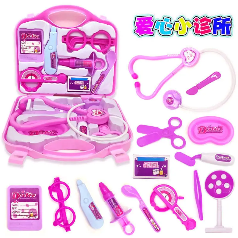 Unisex Portable Plastic Suitcase Educational Toy Set for Baby Nurse & Doctor Play Games Simulation Medical Tool Kit Role Play