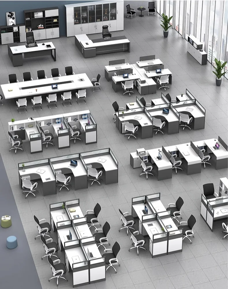 Customized modern office workstation modular partition cubicle 2 4 6 persons office partition partition