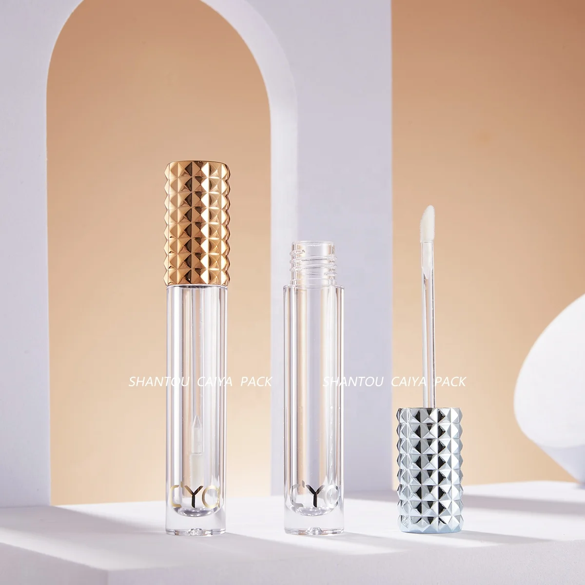 Make Your Own Lip Gloss Container 6ML Empty Lipgloss Tube Custom Logo Cosmetics Packaging Gold Liquid Lipstick Blush Tubes