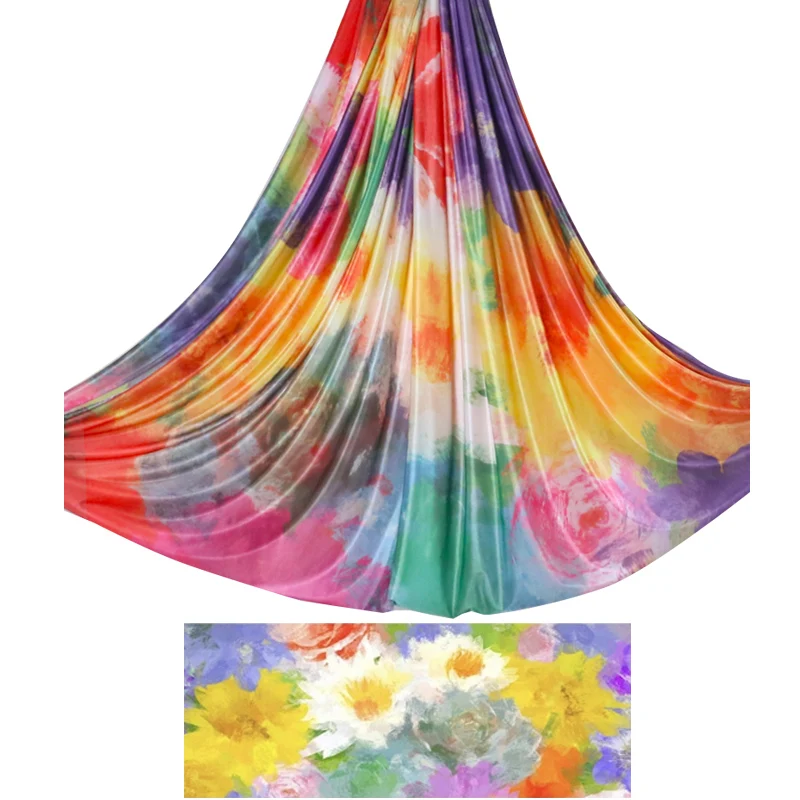 47 kinds Rainbow color 5m High Strength anti-gravity yoga hammock aerial silks yoga swing Premium Aerial Yoga Swings Fabric