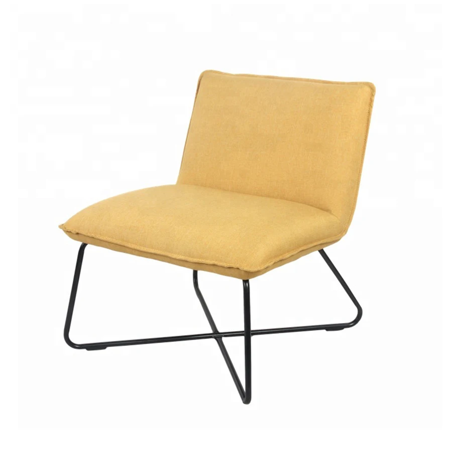 Carlford OEM Scandinavian Style Accent Chair Without Arms Metal Leg Upholstered Relax Fabric Chair Living Room Chair