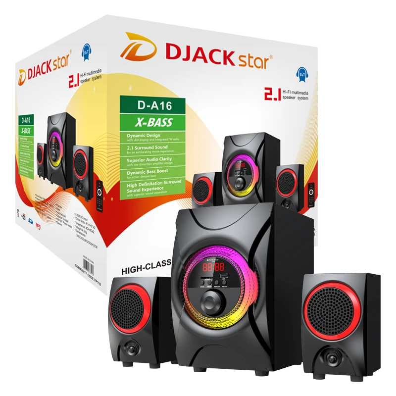 DJACK STAR D-A16 2.1 speakers with subwoofer 2.1 multimedia speaker with usb 2.1 speaker