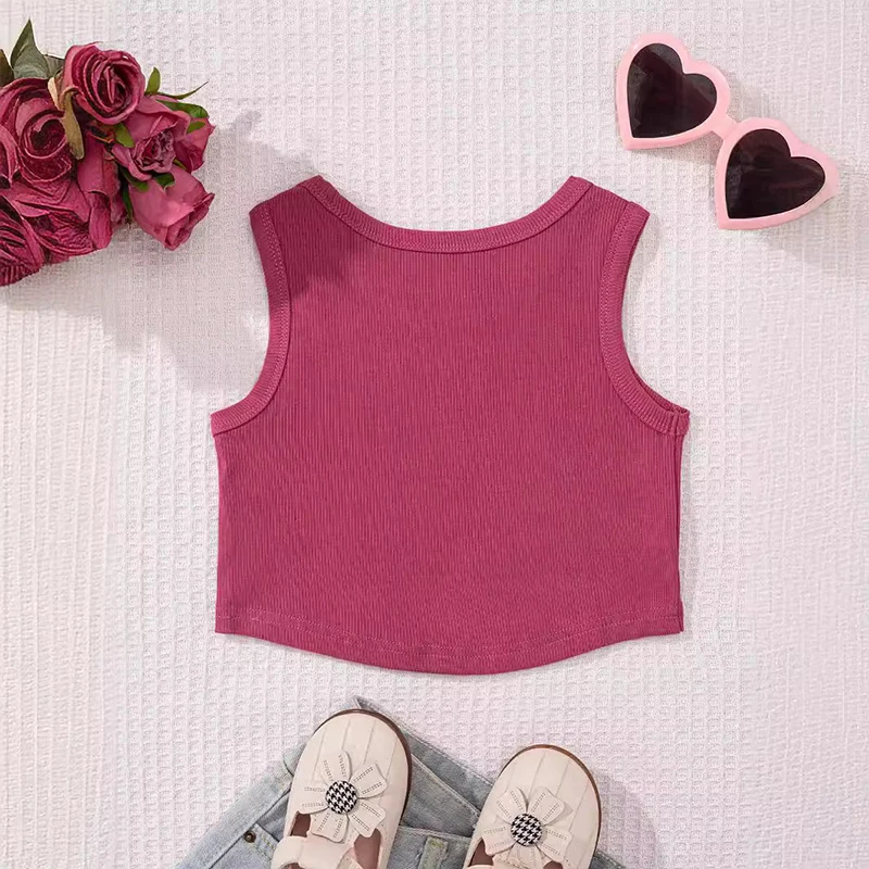 TONGYANG Kids Girl Solid Color Vest Toddler Kids Girls Dance Tank Tops Crop Top Summer Racerback Soft Sleeveless Dance Tops