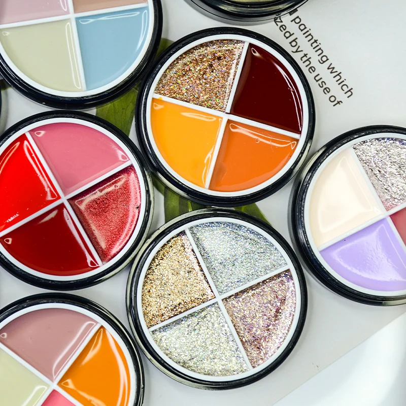 Luxury Nail Set Pudding Mud 4 Colors Solid Cream Nail Gel Palette Soak Off Led UV Gel Nail Polish