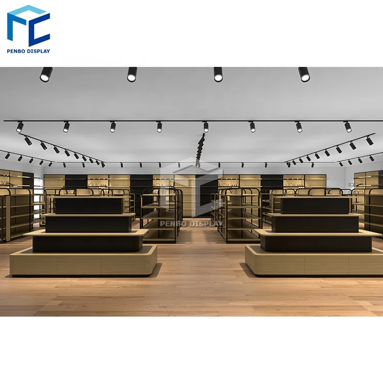 Современная дизайнерская деревянная система выставочных стеллажей для магазинов полка продуктовых распродажа