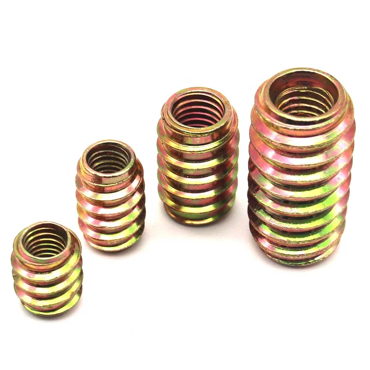 insert nut for insert molding M6 M8 M10 Yellow Zinc Plated Steel Hex Socket Insert Nuts For Wood Furniture