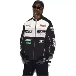 Custom Outdoor Jackets Tactical Soft Shell Jacket American Retro Motorcycle Stand Collar Windproof Oversize Racing Suit Jackets