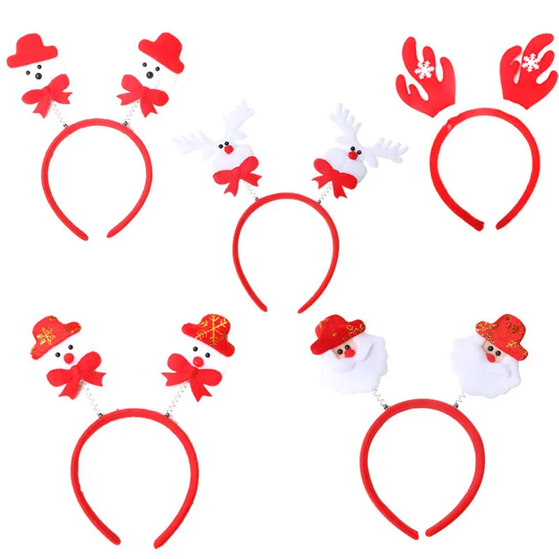 Linda Christmas Hair Clip Christmas Headband Headdress Accessories Hairpin Antlers Snowman Decoration Bowknot
