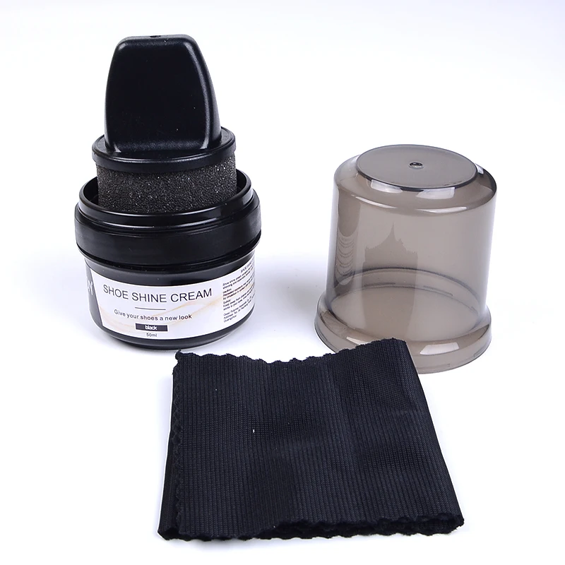 Shoe Polish Shine Cream Carnauba Wax Polishing Cream Care Product In Plastic Jar With Sponge Brush Leather Creamy Shoe Polish
