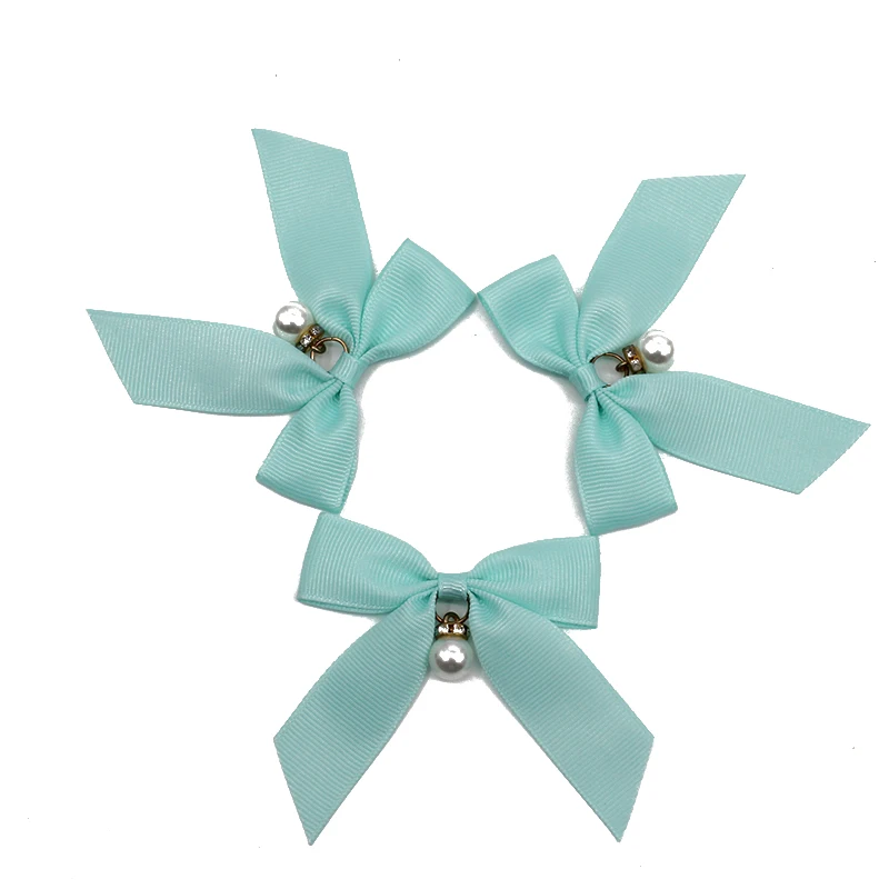 Factory custom 2cm Blue ribbed lead knot with tail hanging drill wrap waist polyester ribbon bow