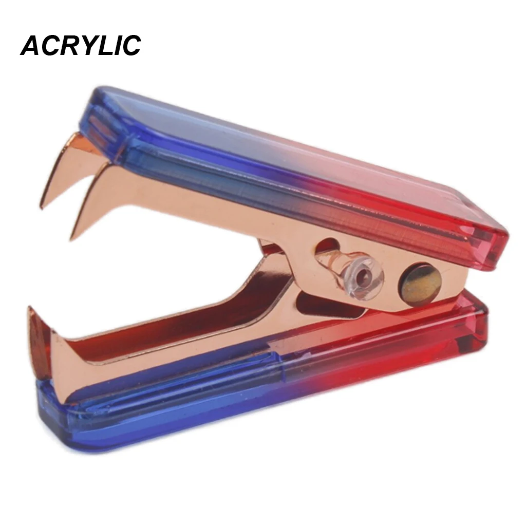 Acrylic Stapler Rose Gold Rose Pink Staple Remover Staples Screwdriver Staple pin remover with lock office supplier