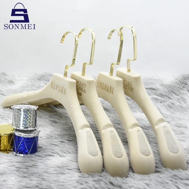 Heavy duty wedding gown custom coat boutique velvet creamy hanger