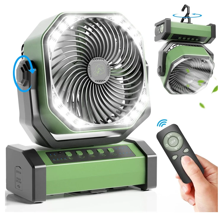 Oscillating Fan with Light & Remote Personal Usb Desk Fan 20000mAh Rechargeable Cordless Tent Outdoor Ceiling Fan
